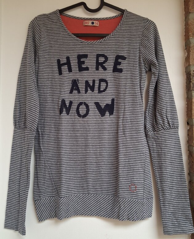 T-shirt ML CKS gris ligné 14 ans