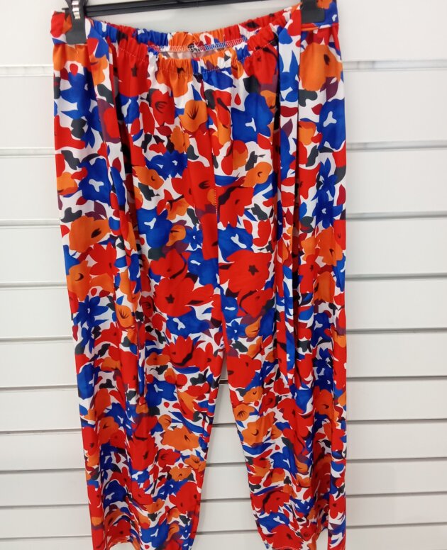 pantalon fluide fleurs rouge/orange