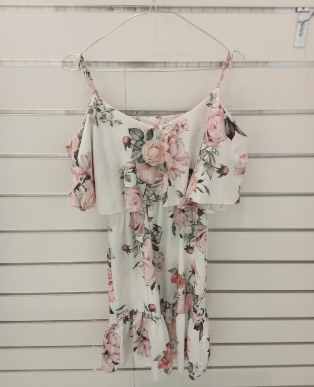 robe blanche volant à fleurs